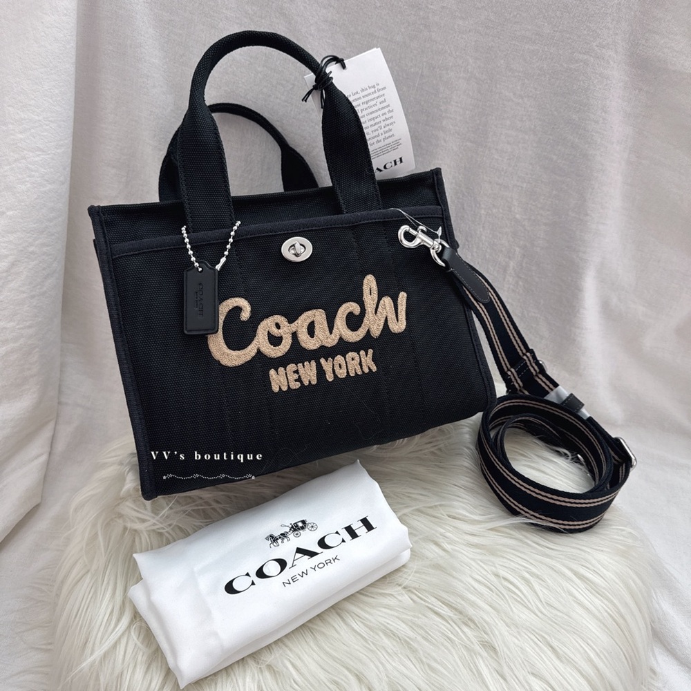 NWT Coach Cargo Tote Bag 26 Canvas Zip Top Black CP164 RARE
